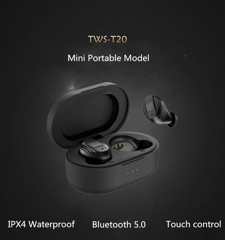 Bluetooth Earphone Headphone Headset Tws T20 for iPhone Apple Earbud Mini Mobile Phone Earbuds Black